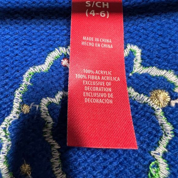 Christmas Sweater Vest Cardigan Knit Button Front Blue White - S - Picture 6 of 6